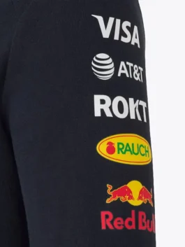Red Bull Racing 2025 Team Full Zip Hoodie sleeve close up with Visa AT&T Rokt Rauch logos