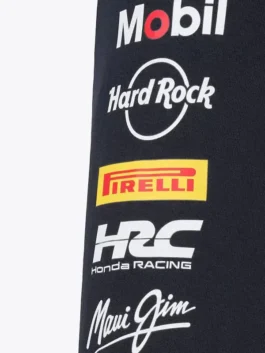 Red Bull Racing 2025 Team Full Zip Hoodie sleeve detail with Mobil Hard Rock Pirelli HRC logos