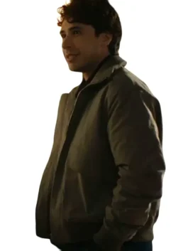 Riley Davis Off Campus Bomber Jacket in green with smooth cotton fabric, ribbed cuffs, and easy casual fit