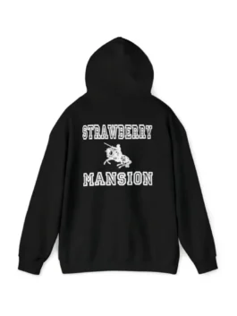The back view of the Strawberry Mansion Hoodie highlighting the smooth fleece grain and neat shoulder seams.