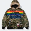 Supreme x Mitchell & Ness Nuggets Camo Hoodie with camo design, zipper front, and relaxed sporty fit
