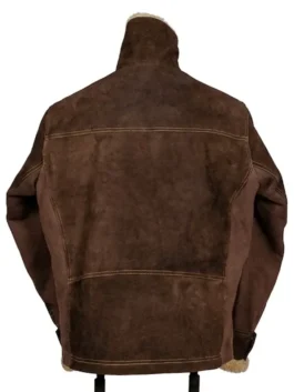 The Walking Dead S05 Rick Grimes Leather Jacket back view with brown suede finish and full sleeve shape