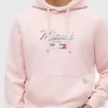 Tommy Hilfiger Cadillac F1 Miami Hoodie in pink fleece with soft hooded shape and racing graphic detail