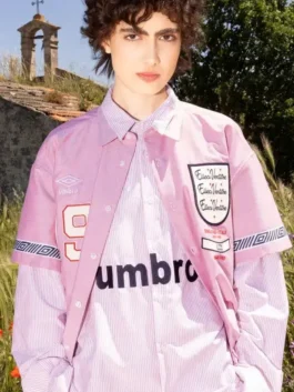 Umbro LC23 World Cup 2026 England Italia Shirt with cotton body, button front, and 90s football appeal