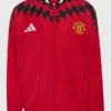United x Adidas Stadium Track Jacket in white polyester with sporty zip-up style and ribbed collar detail