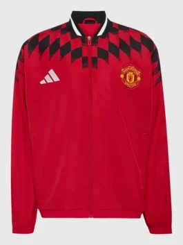 United x Adidas Stadium Track Jacket in white polyester with sporty zip-up style and ribbed collar detail