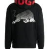 Visa Cash App Racing Bulls Black Blur Hoodie back view with red hood text and bull graphic