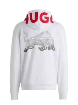 Visa Cash App Racing Bulls white blur hoodie product back with oversized bull print graphic