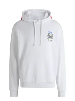 Visa Cash App Racing Bulls white blur hoodie product front with chest logo and hooded design
