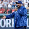 Ice Cube Los Angeles Dodgers Jacket with World Series styling, blue satin shine, and sharp sporty finish