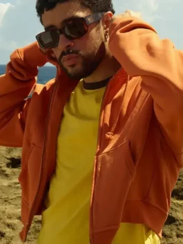 Bad Bunny Zara Hoodie with soft fleece texture, zip-up front, hooded collar, and relaxed streetwear style