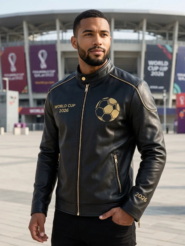 2026 World Cup Black Leather Jacket For Mens