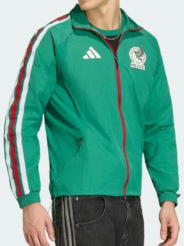 Adidas Mexico Anthem Green Jacket Front View