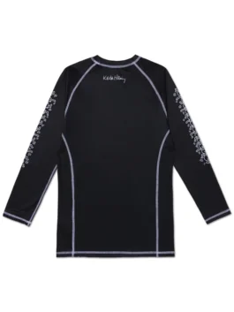 A&P x Keith Haring HEART LS Rashguard back view with bold graphic detail and black athletic styling