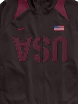Cactus Jack Nike Total 90 USA Anthem Jacket front closeup displaying premium fabric texture and iconic athletic detailing