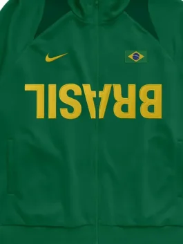 Cactus Jack Nike Brasil Total 90 Anthem Jacket front closeup displaying premium fabric texture and detailed sportswear design