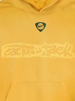 Cactus Jack Nike Total 90 Brasil Hoodie front closeup displaying premium fabric texture and detailed sportswear design