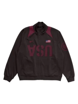 CJ X Nike Total 90 USA Anthem Jacket front view with football-inspired design and premium athletic fashion appeal