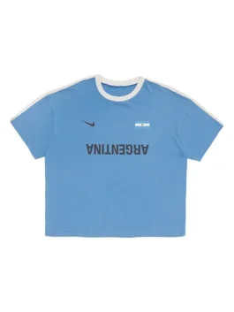 CJ X Nike Argentina Total 90 T Shirt front view featuring retro football-inspired styling, premium fabric, and Argentina-themed sportswear appeal