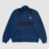 CJ X Nike Total 90 France Anthem Jacket front view featuring football-inspired styling, premium craftsmanship, and France-themed sportswear appeal