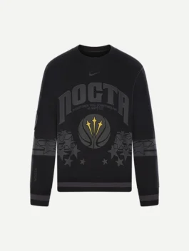 Nike x NOCTA Champions League Crewneck front view with black styling, premium comfort, and athletic appeal