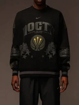 Nike x NOCTA Champions League Crewneck model front view featuring premium comfort and relaxed fit