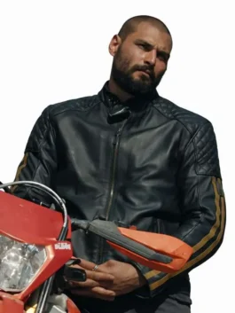 In the Grey Christian Ochoa Lavernia Black Leather Jacket with moto styling and premium leather appeal