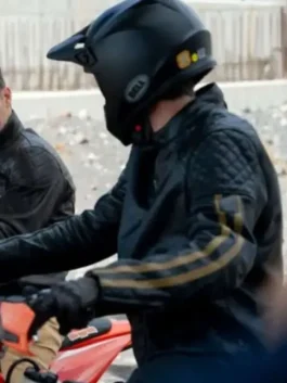 Christian Ochoa Lavernia In The Grey 2026 Black Leather Jacket with stripe detailing and sleek design