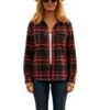 Front view of the red Dutton Ranch Beth Dutton Plaid Shirt putting the full iconic Beth Dutton western style on bold display