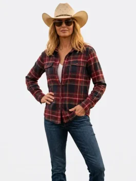 Classic red Dutton Ranch Beth Dutton Plaid Shirt celebrating the iconic western style of Beth Dutton from the Dutton Ranch series