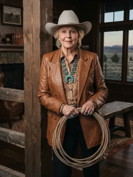 Dutton Ranch Annette Bening Brown Leather Blazer