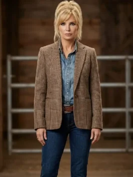 Dutton Ranch Beth Dutton Brown Checkered Blazer