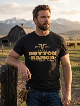 Iconic black Dutton Ranch Black T-Shirt celebrating the legendary Montana ranch culture and the bold Dutton family legacy