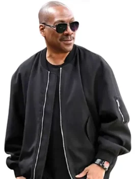Eddie Murphy Black Bomber Jacket with classic black design, bomber silhouette, and effortless style