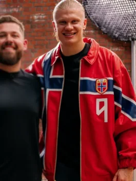 Erling Haaland Norway Flag Leather Jacket