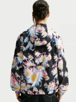 Back view of the black with white flowers FIFA World Cup 2026 South Korea Jacket revealing the full Nike x PEACEMINUSONE design