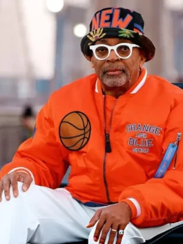 Finals Spike Lee Orange Knicks Jacket Close-Up View