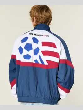 Back view of the Hollister 1994 FIFA World Cup USA Jacket showcasing the full retro 90s design from the iconic 1994 tournament