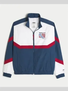 Front view of the Hollister 1994 FIFA World Cup USA Jacket bringing back the iconic spirit of the 1994 World Cup on home soil