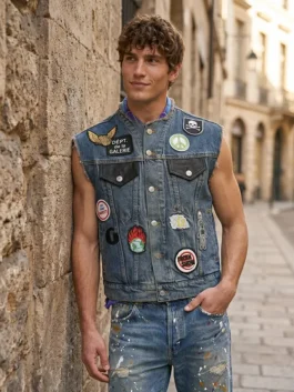 Hyunjin Gov Ball 2026 Denim Vest Front View