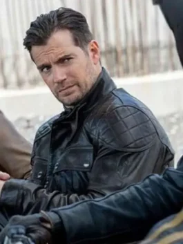 In The Grey 2026 Henry Cavill Black Leather Jacket