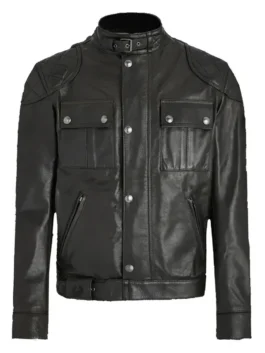 In The Grey 2026 Henry Cavill Black Leather Jacket Front View