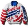 Front view of the Jeff Hamilton USA 94 World Cup Leather Jacket celebrating the iconic 1994 FIFA World Cup hosted in the United States