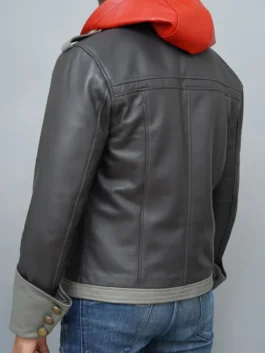Kingdom Hearts 4 Cosplay Hooded Leather Jacket Back View