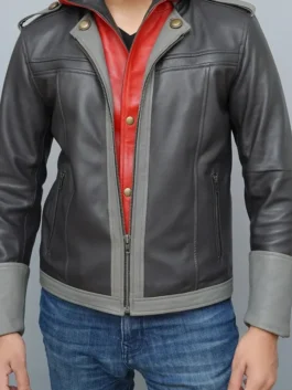 Kingdom Hearts 4 Cosplay Hooded Leather Jacket Front View