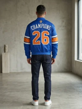 Kith New York Knicks 2026 Champions Satin Bomber Jacket Blue