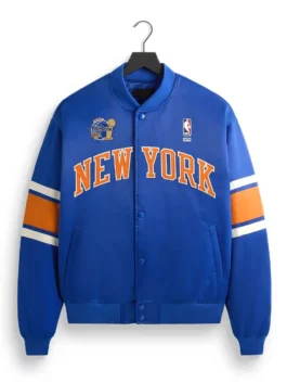 Kith New York Knicks 2026 Champions Satin Bomber Jacket Front View