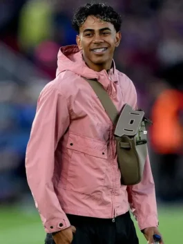 Lamine Yamal Pink Hooded Jacket side view featuring a modern fit, premium fabric, and stylish casual outerwear appeal