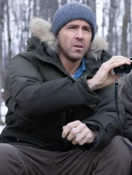 Mayday 2026 Ryan Reynolds Fur Jacket front view with premium outerwear styling and rugged adventure appeal