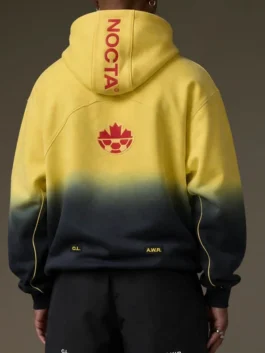 O CAN Fleece CS Yellow Hoodie model back view with clean silhouette and casual everyday styling